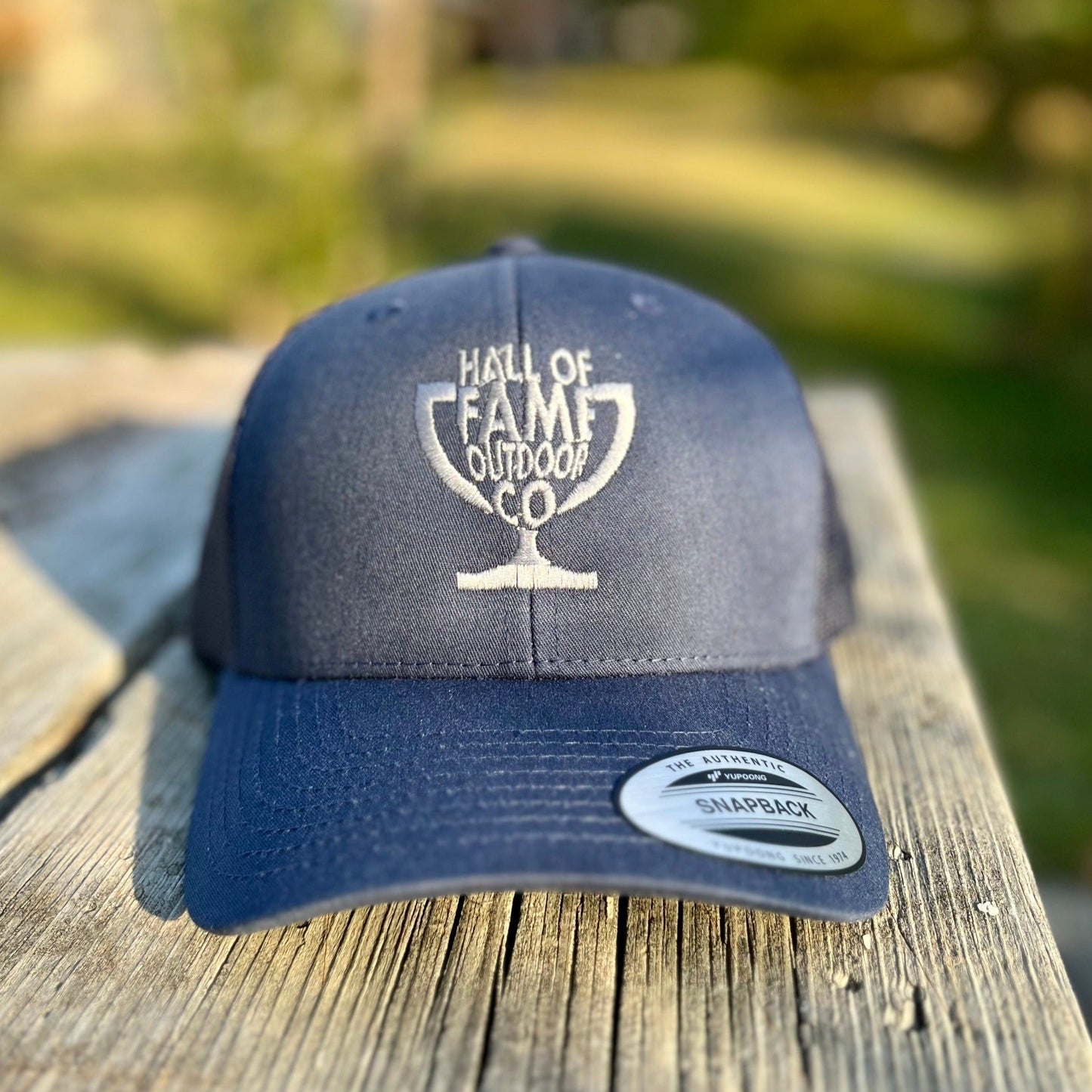 texas rig trucker hat. front. blue.