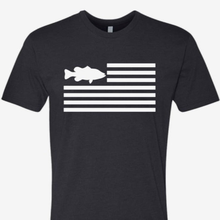 Freedom Fish Shirt. Front. Black.