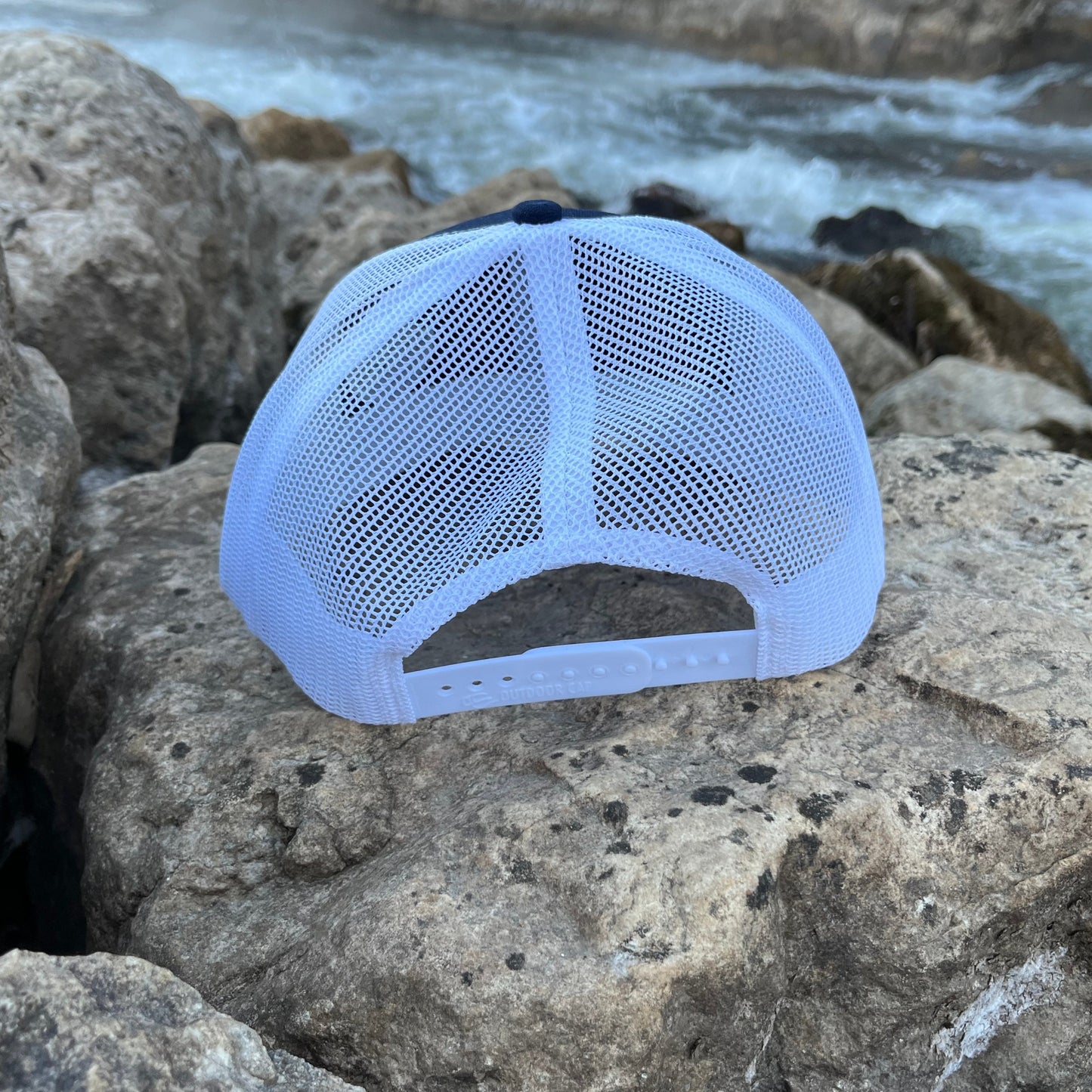 Texas rig trucker hat. back. red white and blue.