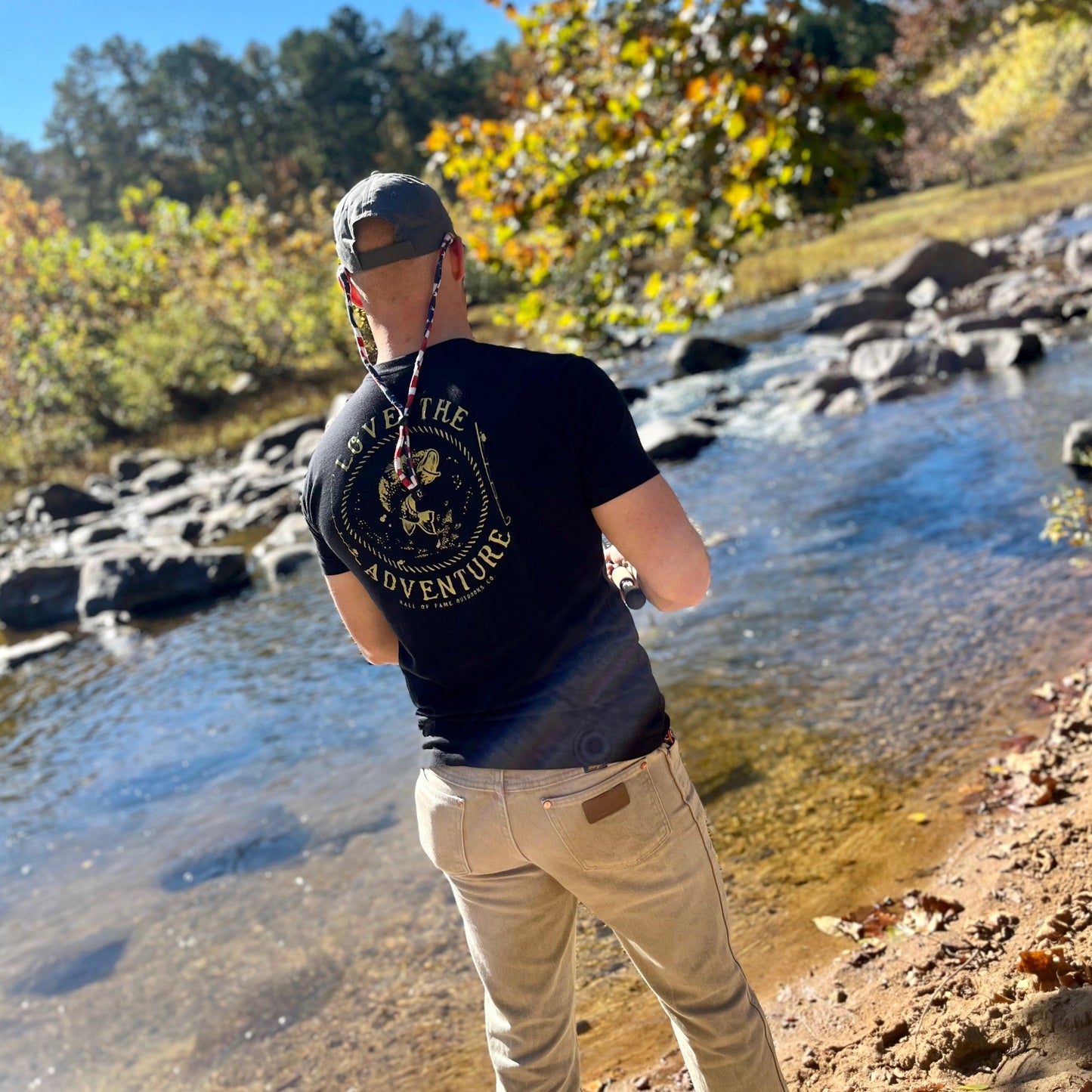 trophy hunter tee. black. back. close up.