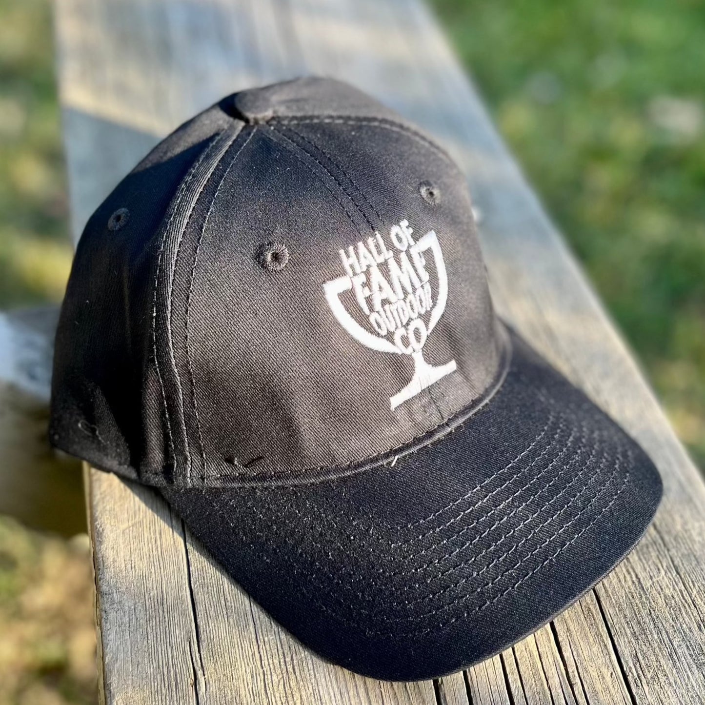 hall of fame hat. front. black.