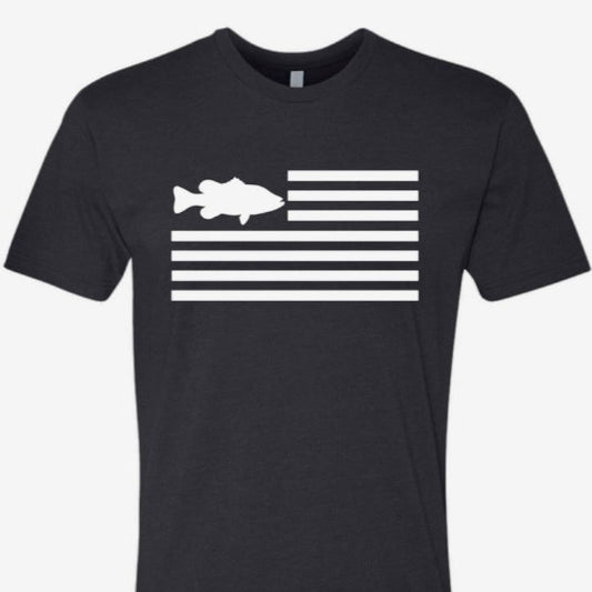 Freedom Fish Shirt. Front. Black. 