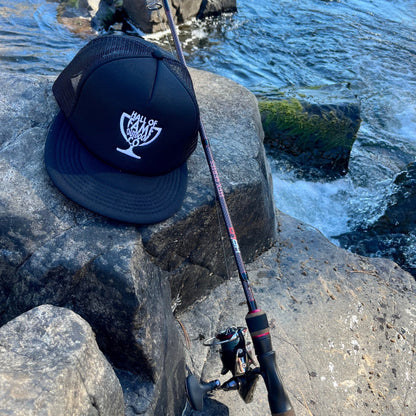 retro hofo trucker hat. black. with rod